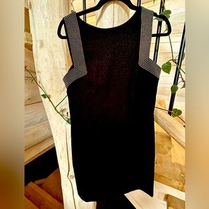 Little Black Mini Dress by Mango Size L Gold Studded Shoulder Detail